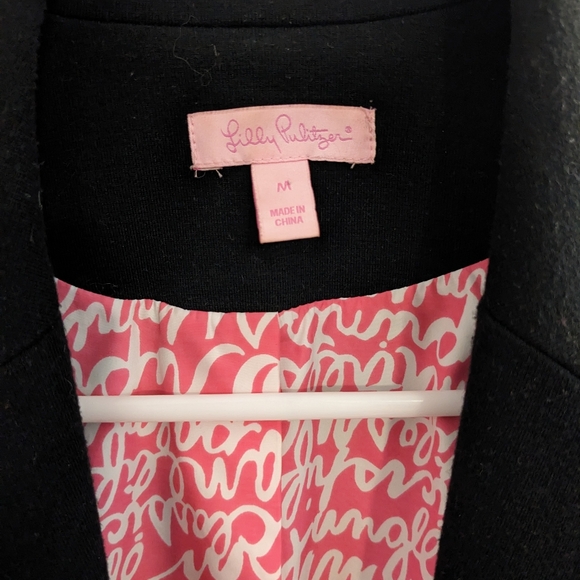 Lilly Pulitzer $365 Leighton Black Knit 1 Button Blazer - Size Medium - Picture 9 of 10